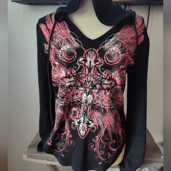 Ransom Black and Pinkishorange Graphic Hoodie - Picture 1 of 7
